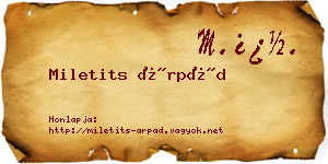 Miletits Árpád névjegykártya